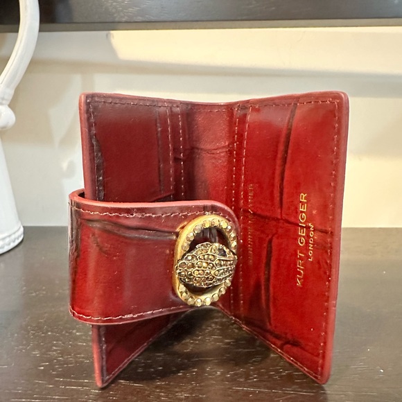 Kurt Geiger Chelsea Multi Card Holder Croc Embossed Leather Wine - Picture 11 of 12